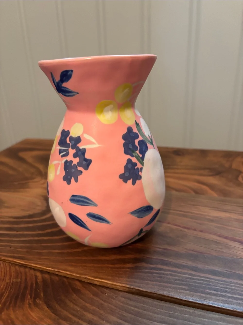 Hand-Painted Pink Floral Ceramic Vase Anthropologie